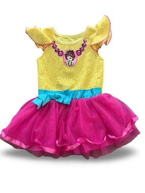 2t Fancy Nancy Disney Yellow and Pink Tutu Dress with Blue Bow